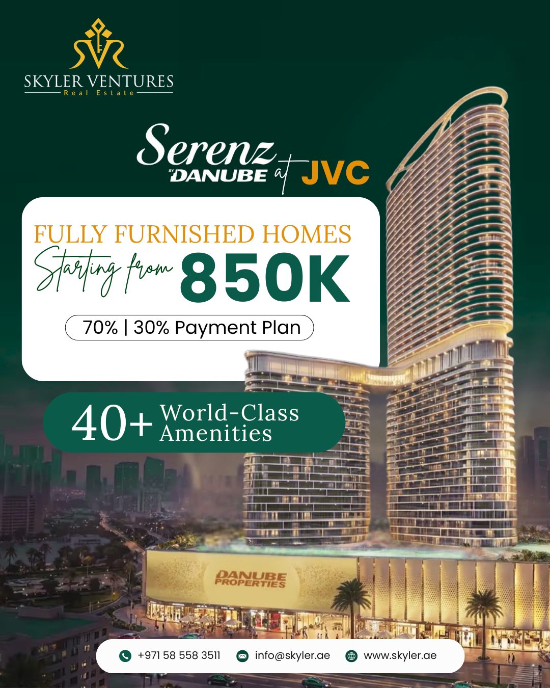 Experience elevated living at Serenz by Danube, JVC — where luxury meets smart investment.Own a