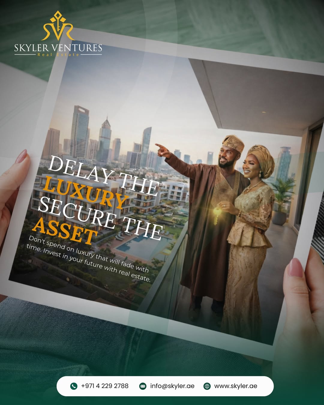 Luxury fades. Assets grow.With Skyler Ventures, you don’t just buy property — you secure a perfo